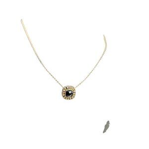 Video Samuel B Sterling Silver 925 18K Gold Natural Black Stone Necklace Square